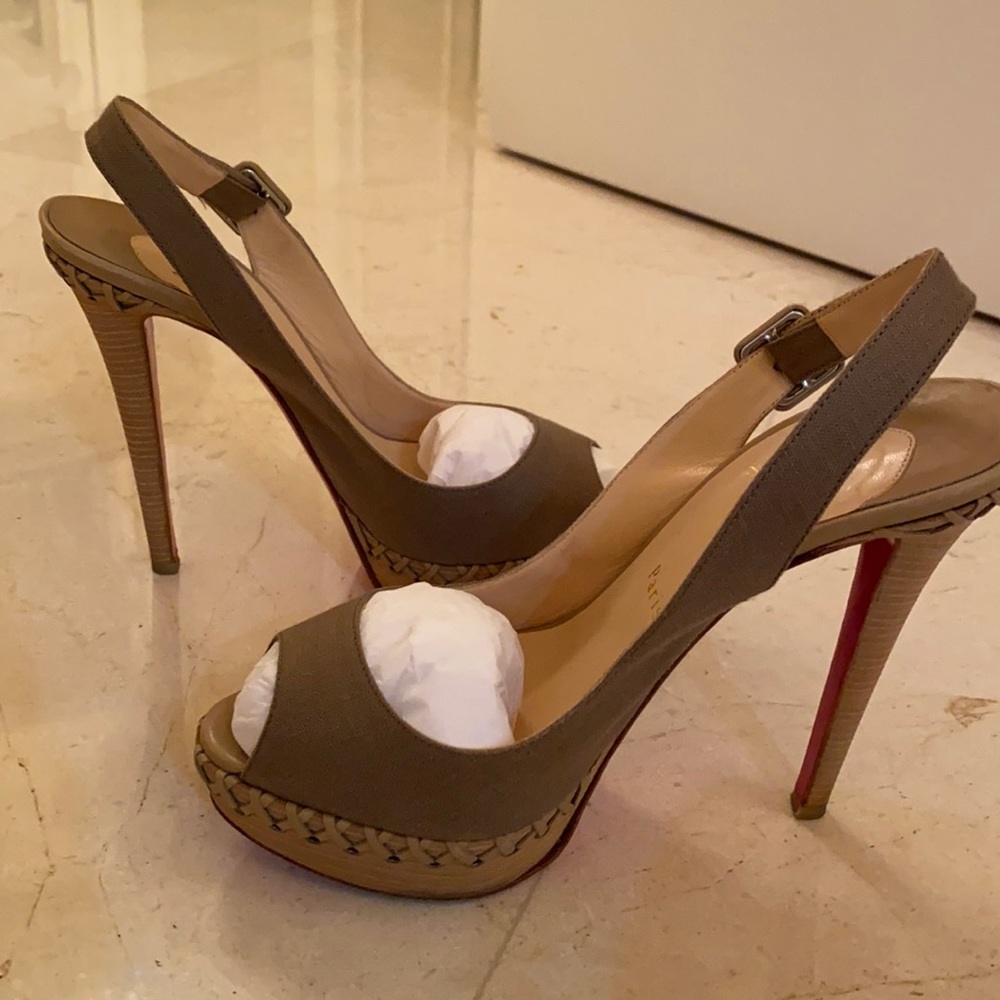 Christian Louboutin olive green platforms